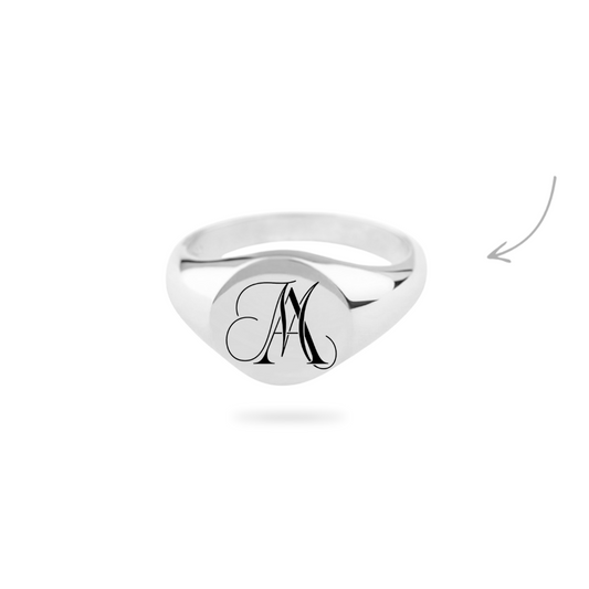 Monogram Round Signet Ring Sølv