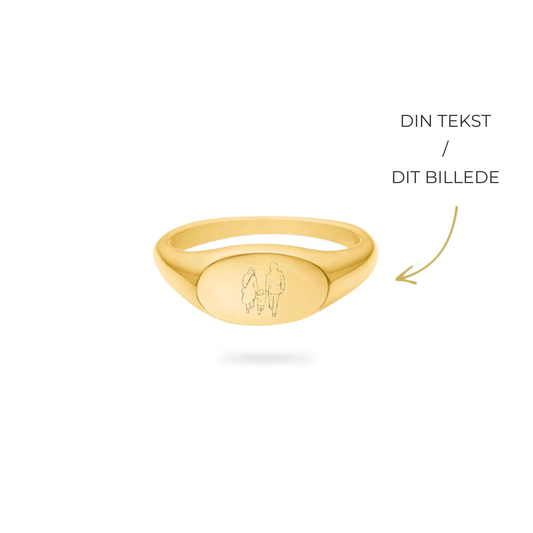 Personal Oval Signet Ring 18K Forgyldt