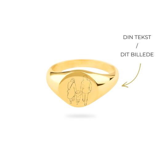 Personal Round Signet Ring 18K Forgyldt