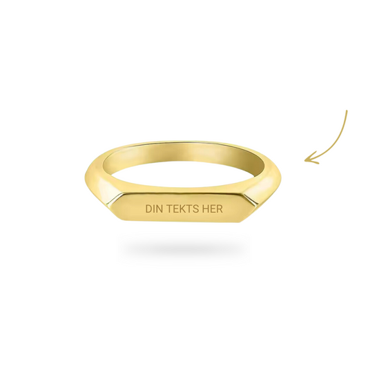 Personal Thin Signet Ring 18K Forgyldt