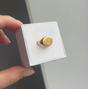 Personal Picture Round Signet Ring 18K Forgyldt