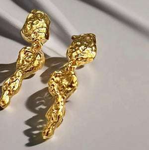 Melted Dangle Øreringe 18K Forgyldt