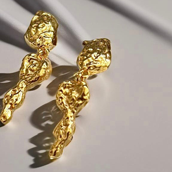 Melted Dangle Øreringe 18K Forgyldt