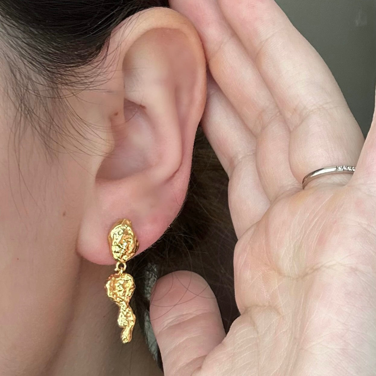 Melted Dangle Øreringe 18K Forgyldt