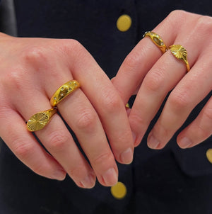Chunky Star Dome Ring 18K Forgyldt