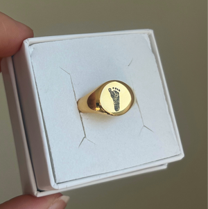 Personal Round Signet Ring 18K Forgyldt