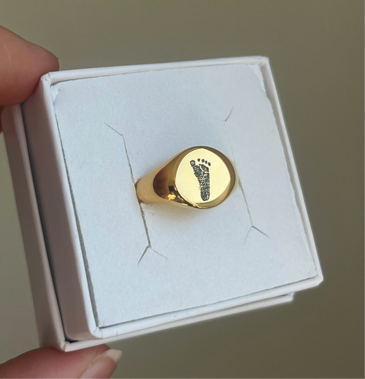 Personal Round Signet Ring 18K Forgyldt