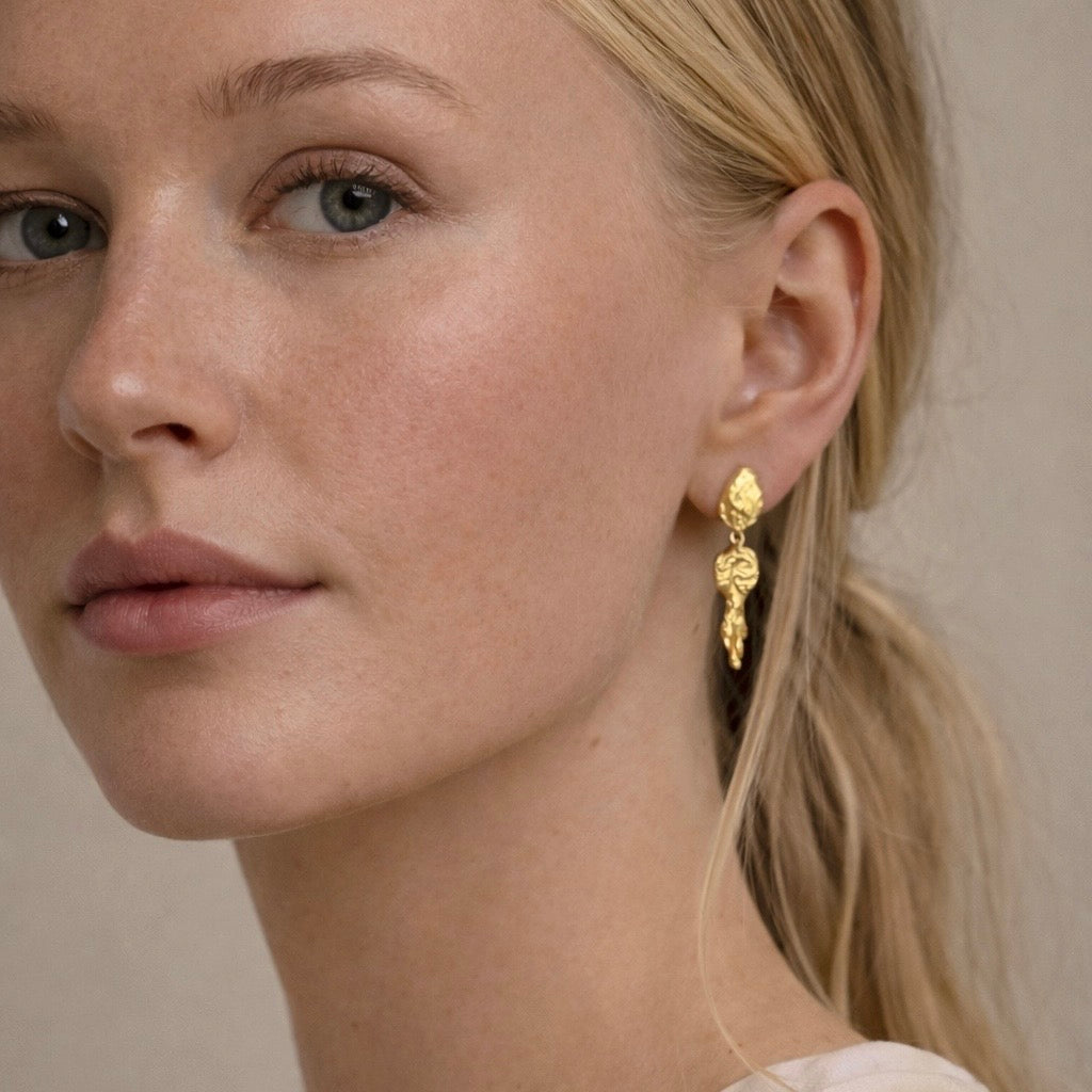Melted Dangle Øreringe 18K Forgyldt