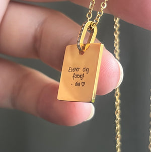 Personal Crystal Square Halskæde 18K Forgyldt