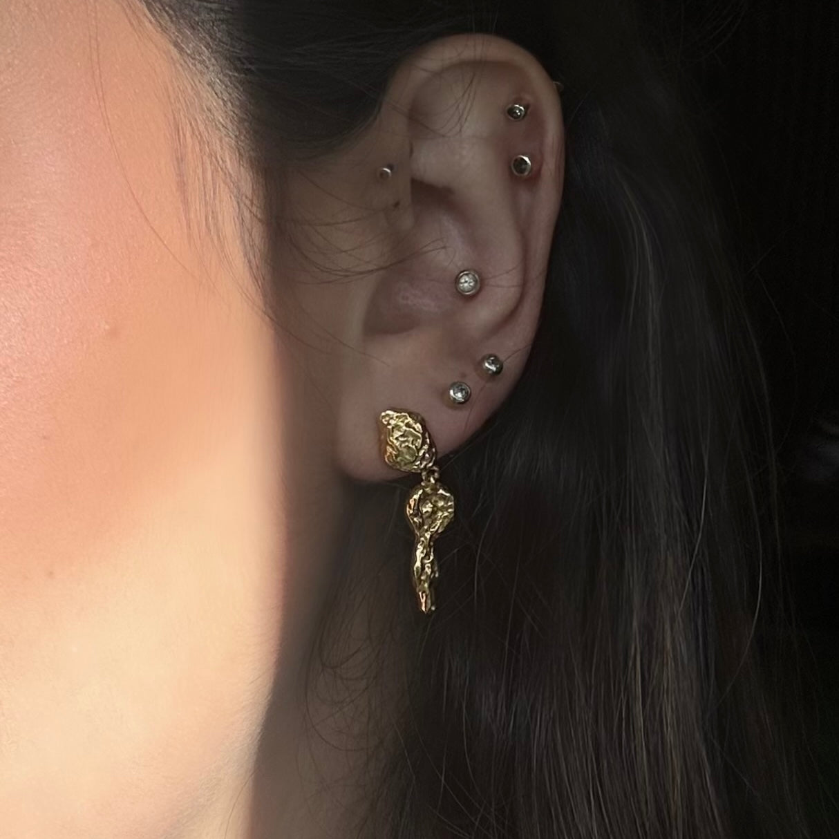 Melted Dangle Øreringe 18K Forgyldt