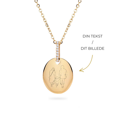 Personal Crystal Coin Halskæde 18K Forgyldt