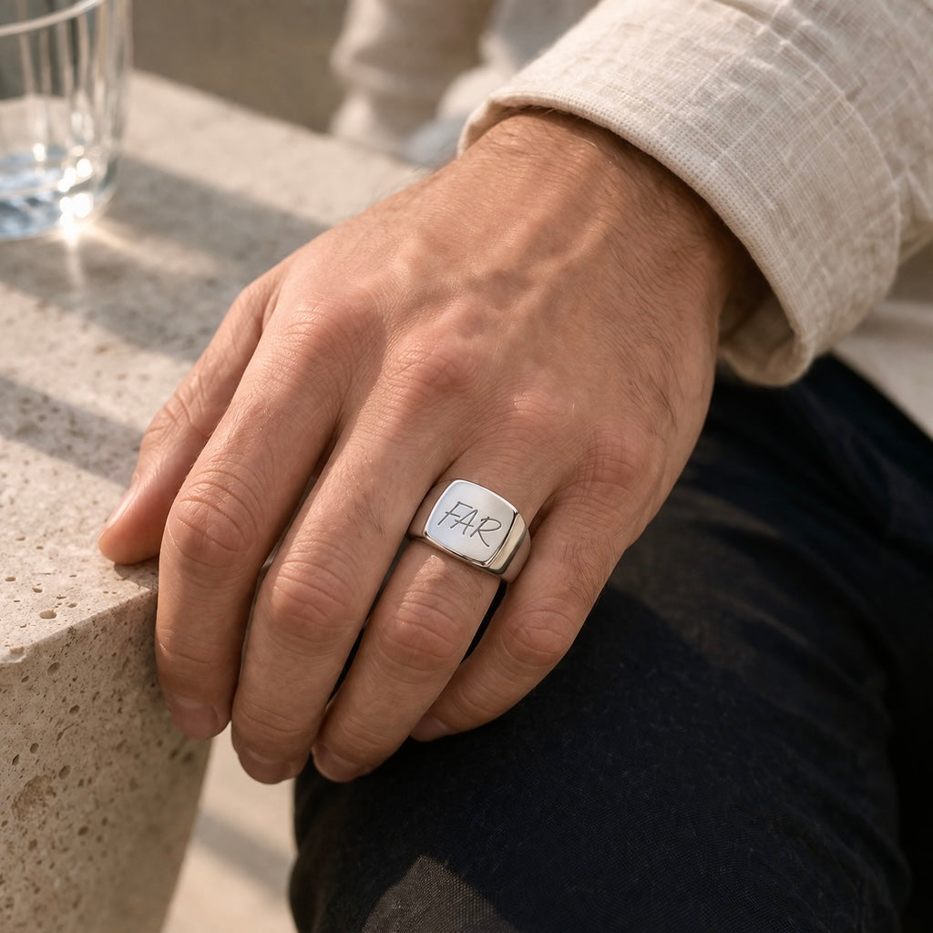 Personal Square Signet Ring Sølv
