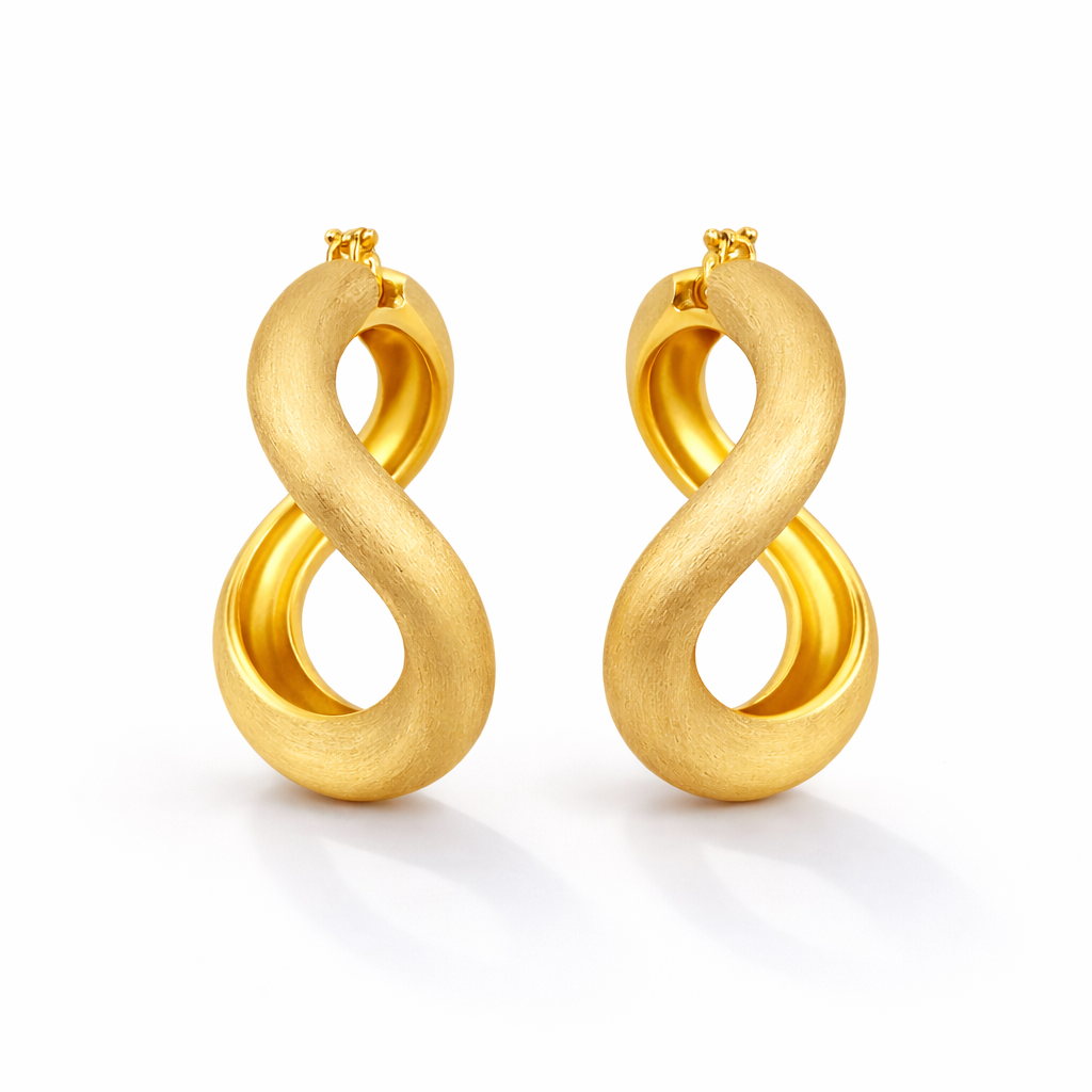 Wavey Mat Hoops 18K Forgyldt