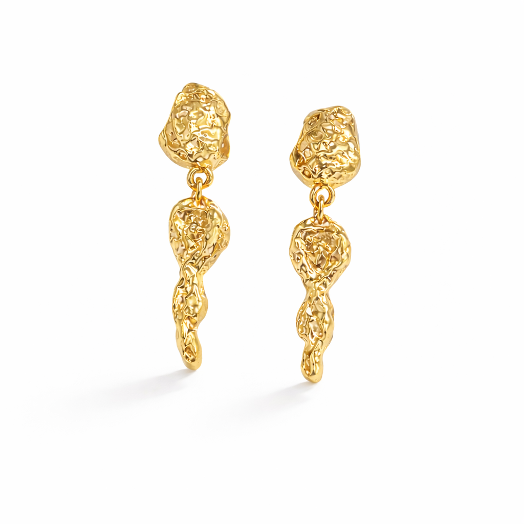 Melted Dangle Øreringe 18K Forgyldt