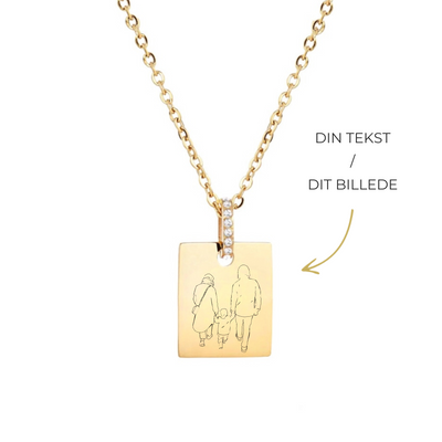 Personal Crystal Square Halskæde 18K Forgyldt