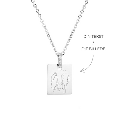 Personal Crystal Square Halskæde Sølv