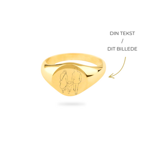Personal Round Signet Ring 18K Forgyldt
