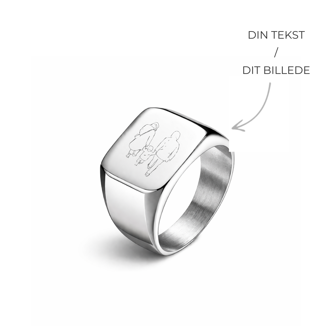 Personal Square Signet Ring Sølv