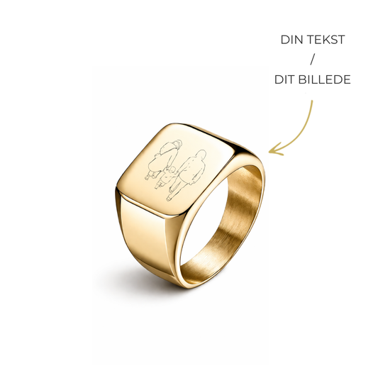 Personal Square Signet Ring 18K Forgyldt