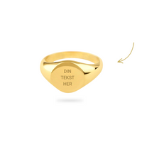 Personal Tag Round Signet Ring 18K Forgyldt