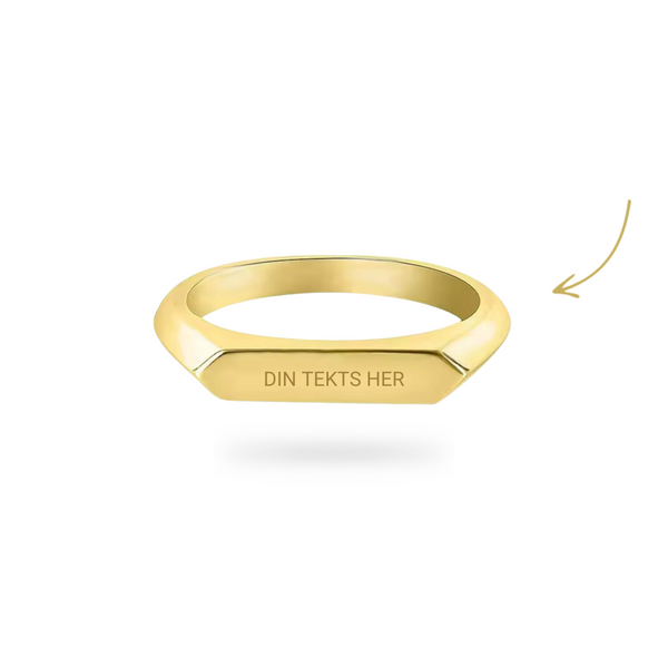 Personal Tag Thin Signet Ring 18K Forgyldt