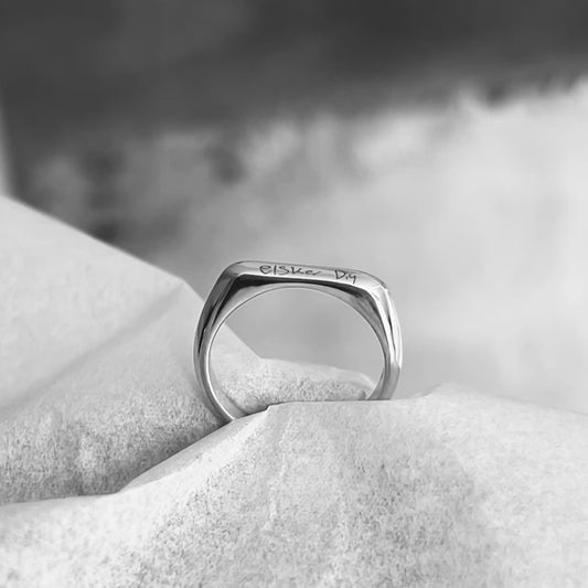 Personal Thin Signet Ring Sølv