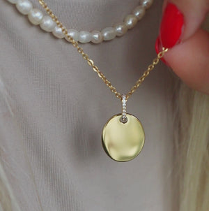 Personal Crystal Coin Halskæde 18K Forgyldt