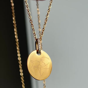 Personal Crystal Coin Halskæde 18K Forgyldt