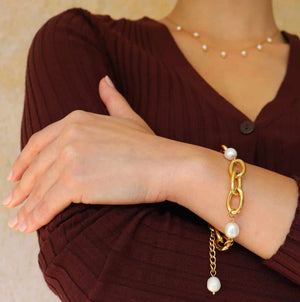 Aura Perle armbånd 18K Forgyldt