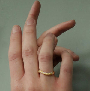 Crystal Wave Ring 18K Forgyldt