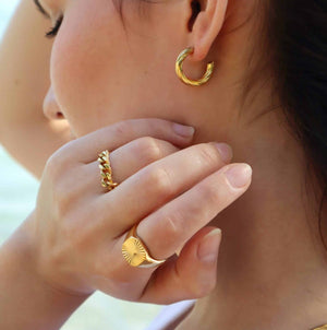 Single Twist Ørering 18K Forgyldt