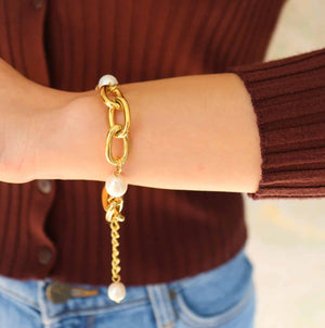 Aura Perle armbånd 18K Forgyldt