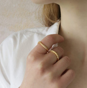 Crystal Wave Ring 18K Forgyldt