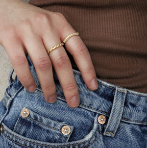 Crystal Wave Ring 18K Forgyldt
